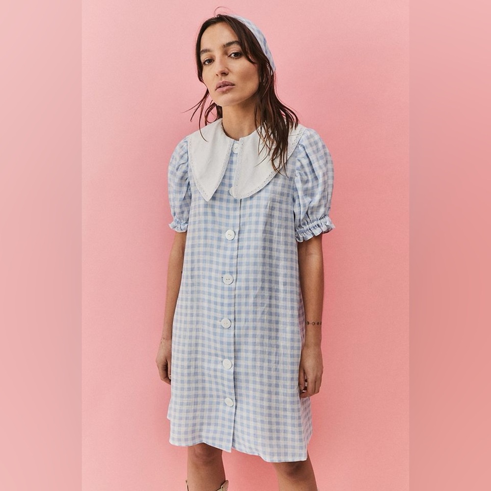 NWOT Sleeper Marie Linen Mini Dress Blue | S - Picture 2 of 14